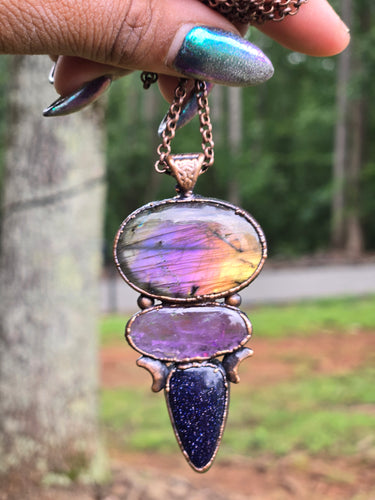 Purple Labradorite, Amethyst & Blue Sandstone