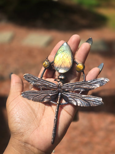 REAL Dragonfly w Labradorite & Tigers Eye