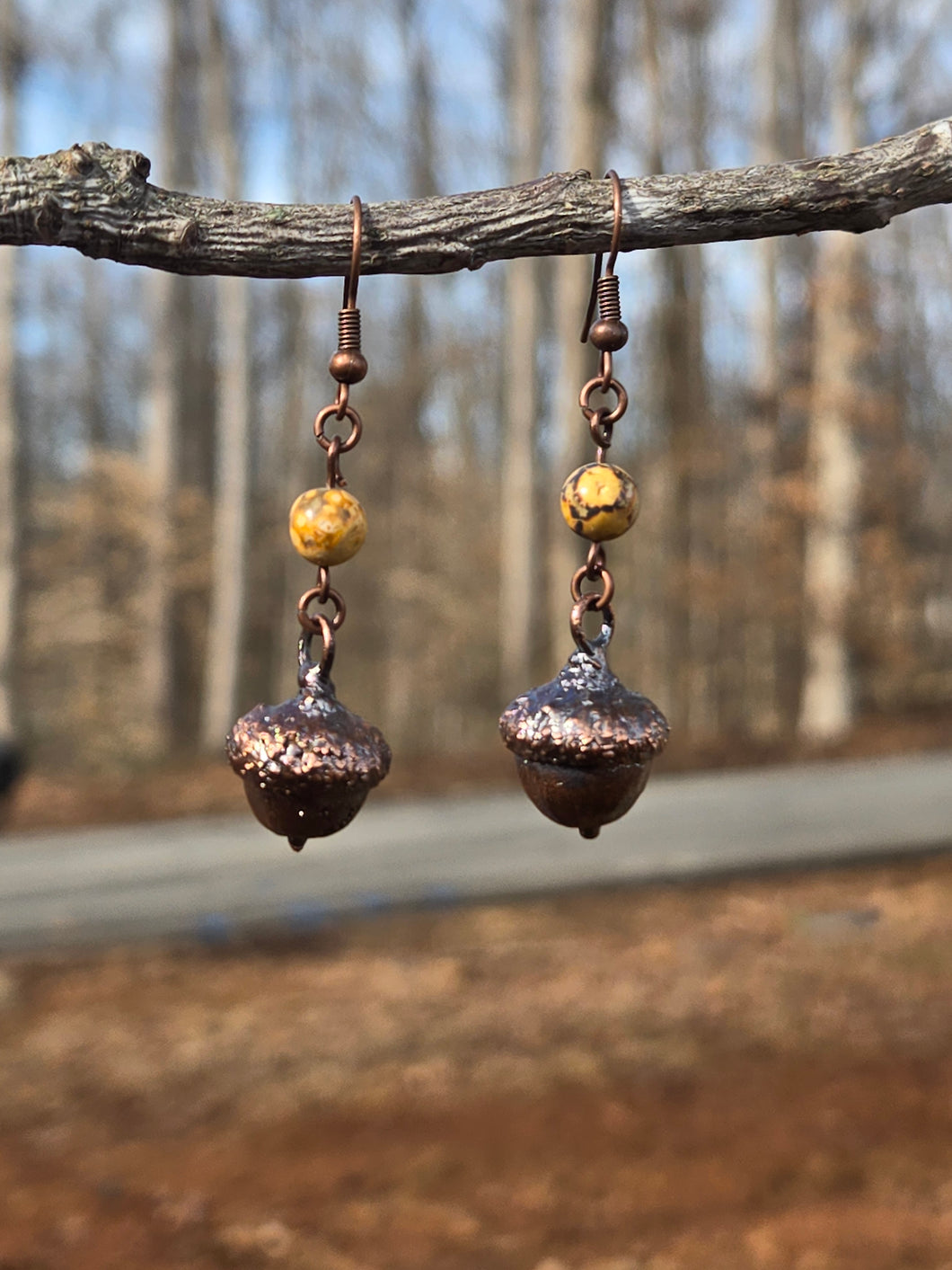 Leopard Jasper Acorn Earrings