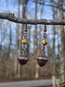 Leopard Jasper Acorn Earrings