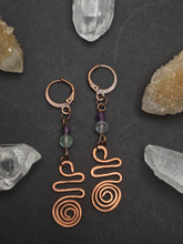 Load image into Gallery viewer, Fluorite Unalome Earrings