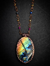Load image into Gallery viewer, Labradorite Talisman w Ruby &amp; Lapis Lazuli