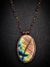 Load image into Gallery viewer, Labradorite Talisman w Ruby &amp; Lapis Lazuli