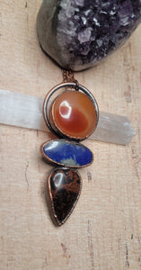 Carnelian, Lapis Lazuli & Mohogonay Obsidian Talisman