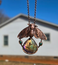 Load image into Gallery viewer, REAL Cicada w Sunset Labradorite &amp; Malachite