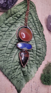 Carnelian, Lapis Lazuli & Mohogonay Obsidian Talisman