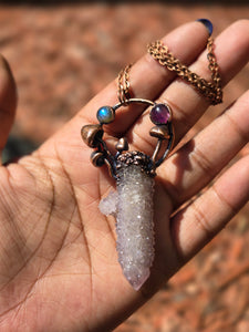 Amethyst Spirit Quartz w Labradorite & Amethyst