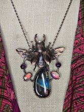 Load image into Gallery viewer, Real Stag Beetle w Labradorite, Aurora Opal &amp; Amethyst