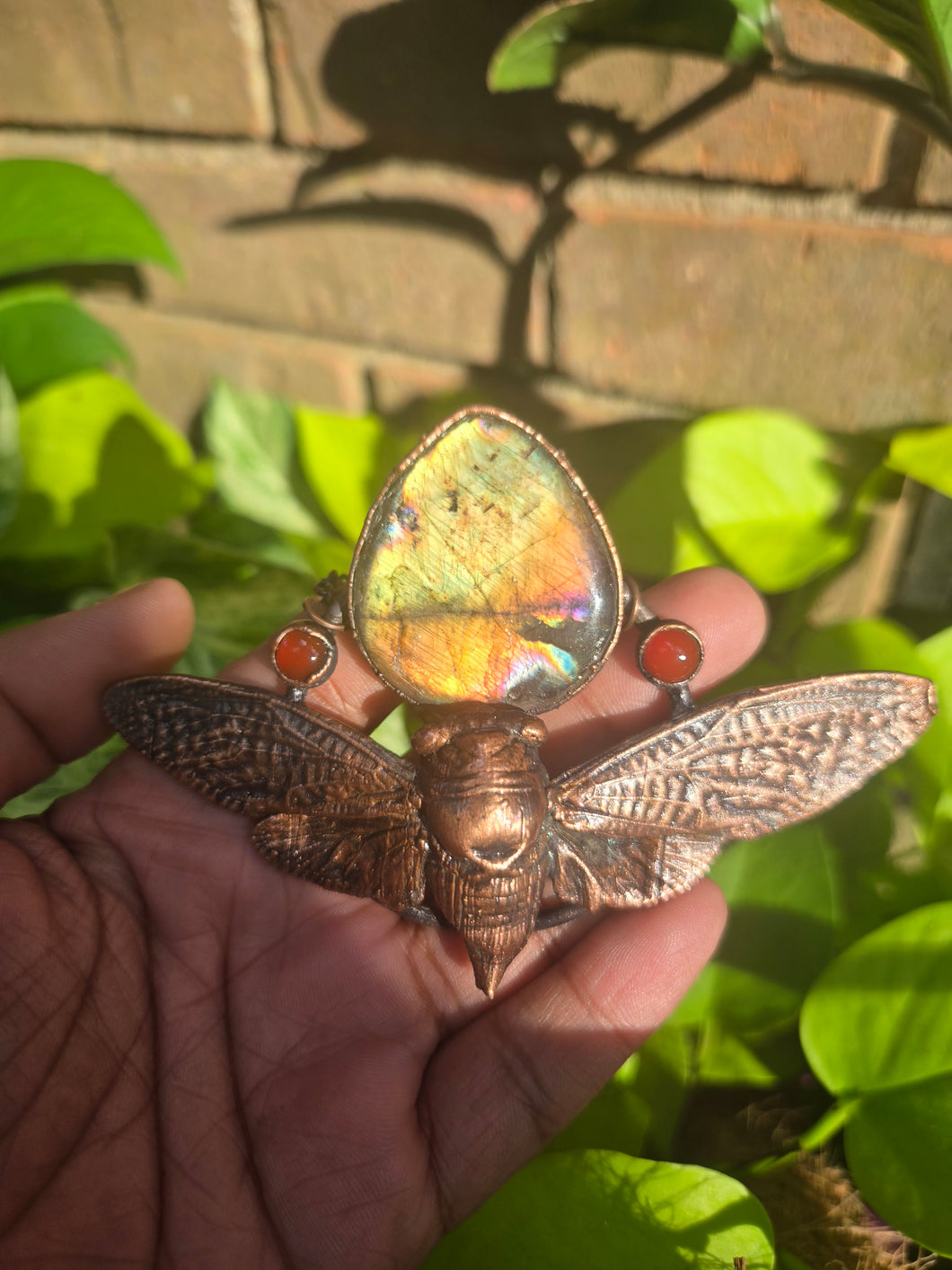 REAL Cicada w Labradorite & Carnelian