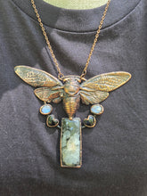 Load image into Gallery viewer, Real Cicada w Moonstones &amp; Black Obsidian