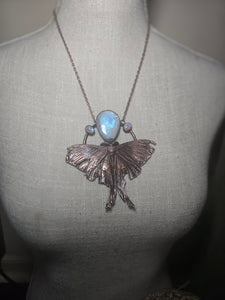 REAL Luna Moth with Rainbow Moonstone