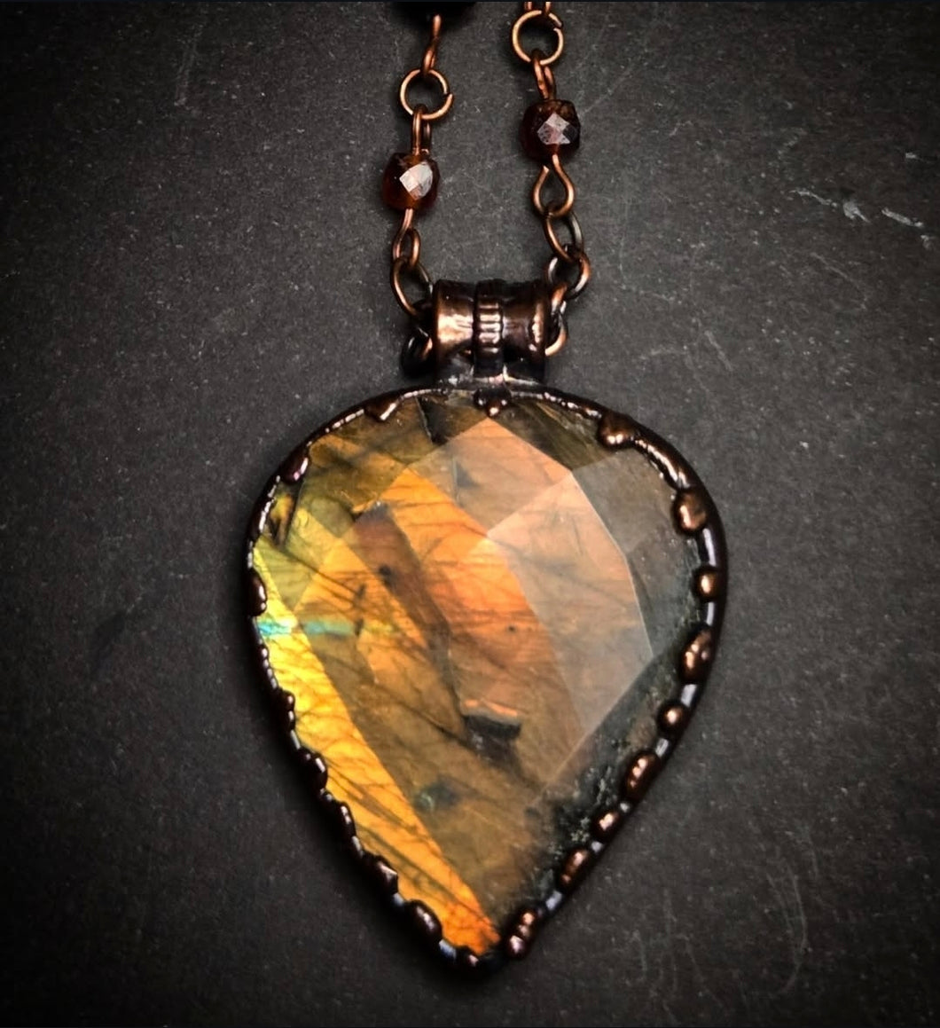 Orange/Yellow Labradorite Talisman