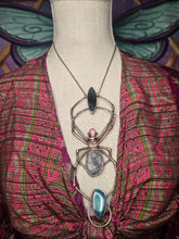 Load image into Gallery viewer, Real Orb Weaver Spider w Shattukite, Septarian, Aurora Opal &amp; Labradorite