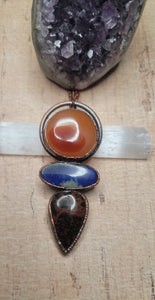 Carnelian, Lapis Lazuli & Mohogonay Obsidian Talisman