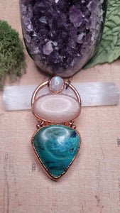 Rainbow Moonstone, Peach Moonstone & Shattukite Talisman