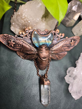 Load image into Gallery viewer, REAL Cicada Embellished with Labradorite Moon &amp; Quartz