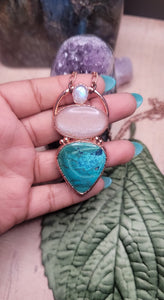 Rainbow Moonstone, Peach Moonstone & Shattukite Talisman