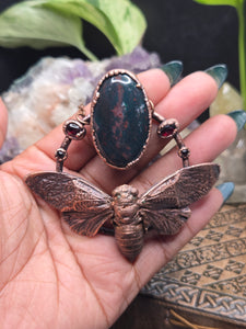 REAL Cicada w Bloodstone & Red Garnet