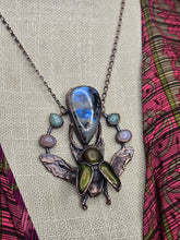 Load image into Gallery viewer, Real Sawtooth Beetle w Rainbow Moonstone &amp; Amazonite
