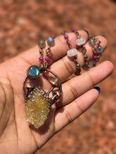 Load image into Gallery viewer, Mushroom Spirit Quartz w Labradorite &amp; Hand-beaded Chain
