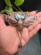 Load image into Gallery viewer, REAL Cicada Embellished with Labradorite Moon &amp; Quartz