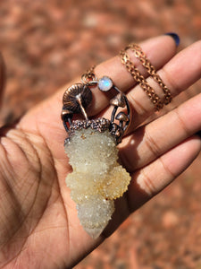 Spirit Quartz Mushroom Talisman w Moonstone