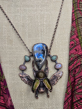 Load image into Gallery viewer, Real Sawtooth Beetle w Rainbow Moonstone &amp; Amazonite