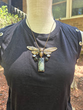 Load image into Gallery viewer, Real Cicada w Moonstones &amp; Black Obsidian