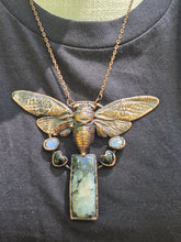 Load image into Gallery viewer, Real Cicada w Moonstones &amp; Black Obsidian