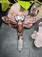 Load image into Gallery viewer, REAL Cicada Embellished with Labradorite Moon &amp; Quartz