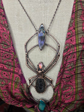 Load image into Gallery viewer, Real Orb Weaver Spider w Shattukite, Septarian, Aurora Opal &amp; Labradorite