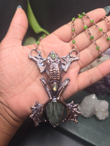 REAL Frog w Labradorite & Green Jade