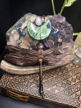 Load image into Gallery viewer, REAL Dragonfly w Labradorite, Moonstone &amp; Blue Kyanite