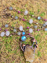 Load image into Gallery viewer, Mushroom Spirit Quartz w Labradorite &amp; Hand-beaded Chain