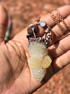 Spirit Quartz Mushroom Talisman w Moonstone