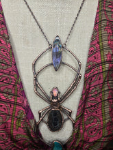 Load image into Gallery viewer, Real Orb Weaver Spider w Shattukite, Septarian, Aurora Opal &amp; Labradorite