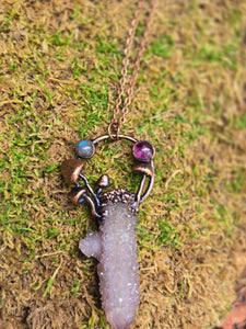 Amethyst Spirit Quartz w Labradorite & Amethyst