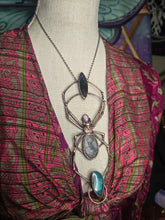 Load image into Gallery viewer, Real Orb Weaver Spider w Shattukite, Septarian, Aurora Opal &amp; Labradorite