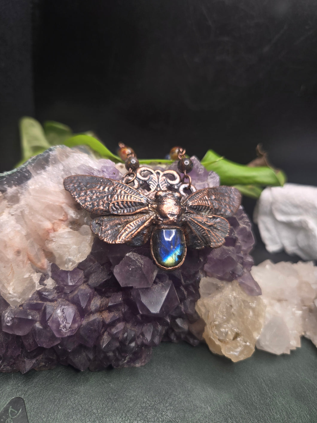 REAL Cicada w Labradorite & Piertersite Chain
