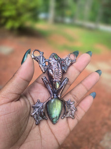 REAL Frog w Labradorite & Green Jade