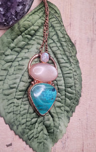 Rainbow Moonstone, Peach Moonstone & Shattukite Talisman