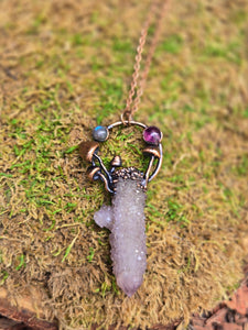 Amethyst Spirit Quartz w Labradorite & Amethyst