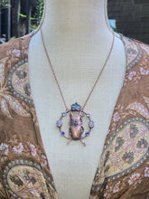 Load image into Gallery viewer, Real Stag Beetle w Blue Apatite, Blue Lace Agate, Labradorite &amp; Swarovski Crystals