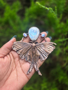 REAL Luna Moth with Rainbow Moonstone