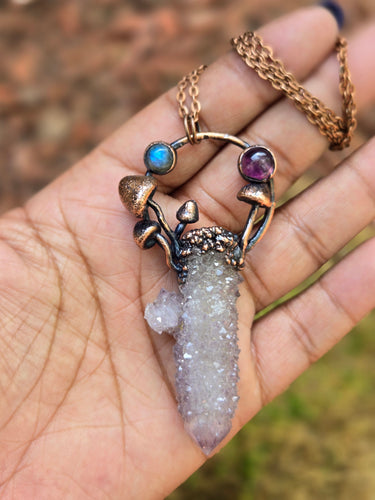 Amethyst Spirit Quartz w Labradorite & Amethyst