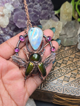 Load image into Gallery viewer, REAL Sawtooth Beetle w Moonstone &amp; Amethyst