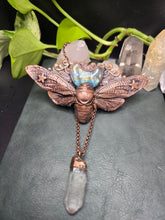 Load image into Gallery viewer, REAL Cicada Embellished with Labradorite Moon &amp; Quartz